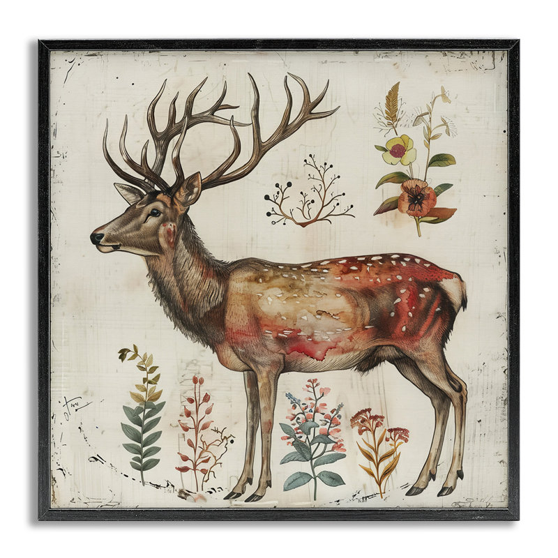 Élan de forêt avec art giclée botanique par Lazar Studio, Estampe numérique Farmhouse, H 24 po x l 24 po