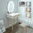 Leicester Vanity Table Set with Adjustable Brightness Mirror and Cushioned Stool-990797990