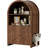 Farmhouse Cat Litter Box Enclosure, Walnut Arched Cabinet with Dual Side Entry & 2 Open Shelves