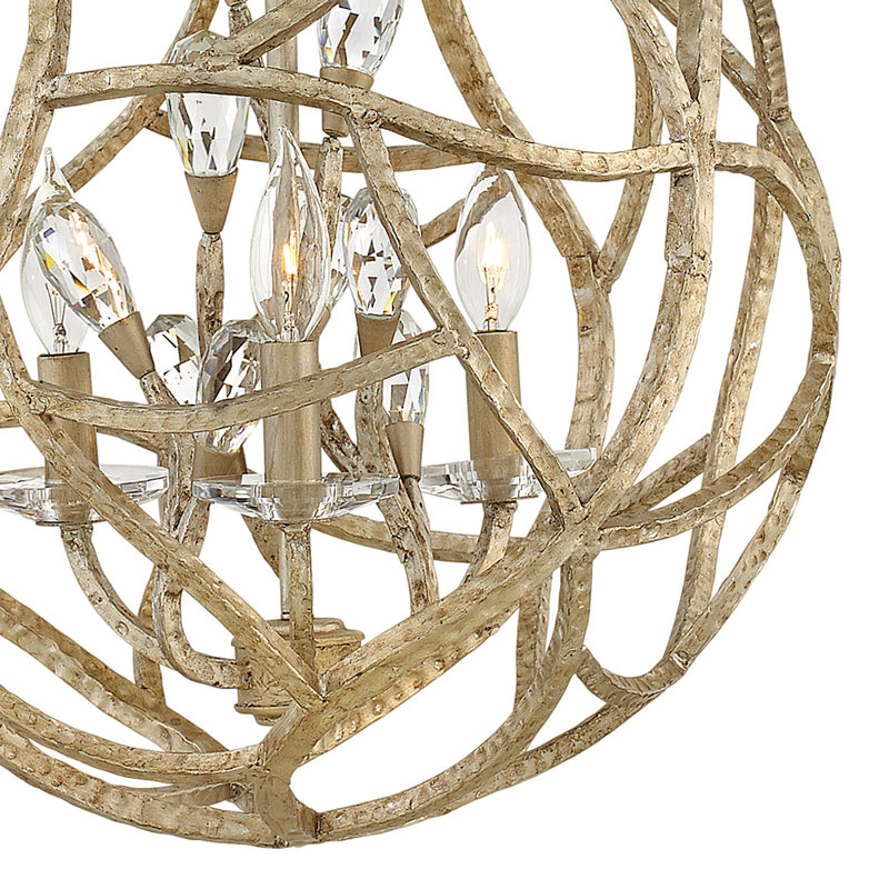 Diandre Three-Light Orb Pendant Chandelier w/ Faceted Clear Crystal Buds