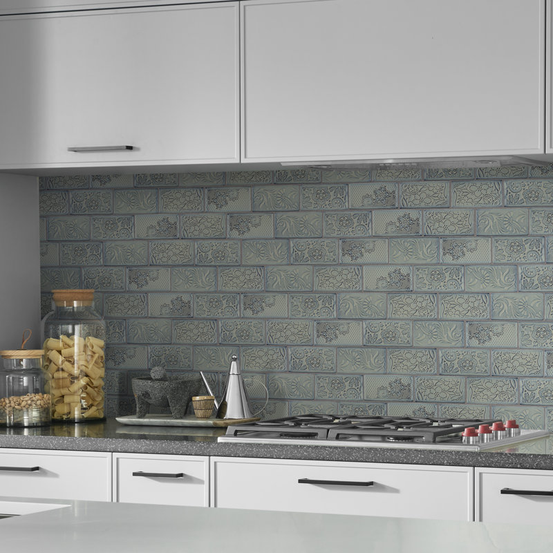 Antic Feelings 3" x 6" Ceramic Patterned Subway Wall Tile, Feelings Griggio