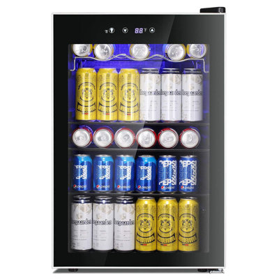 20.3"W 4.4 Cu.ft Mini Fridge, 37 Bottles/145 Cans,Beverage Fridge with Touch Control, 32-61, <38dB, LED, Removable Shelves, Stainless Steel Frame — FIN-0014220 | Fridge.com