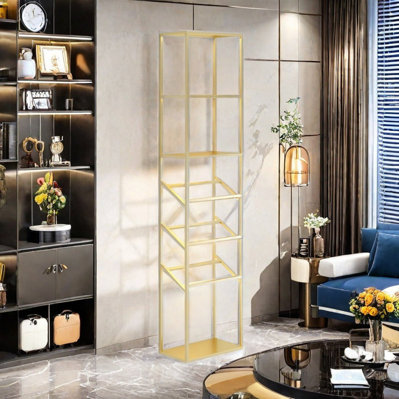 Iron wine rack against the wall, Gold