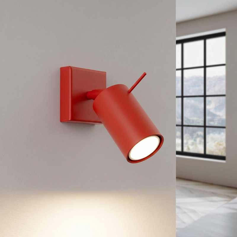 Wall lamp RING white with a switch, 8x16x8 cm, Red
