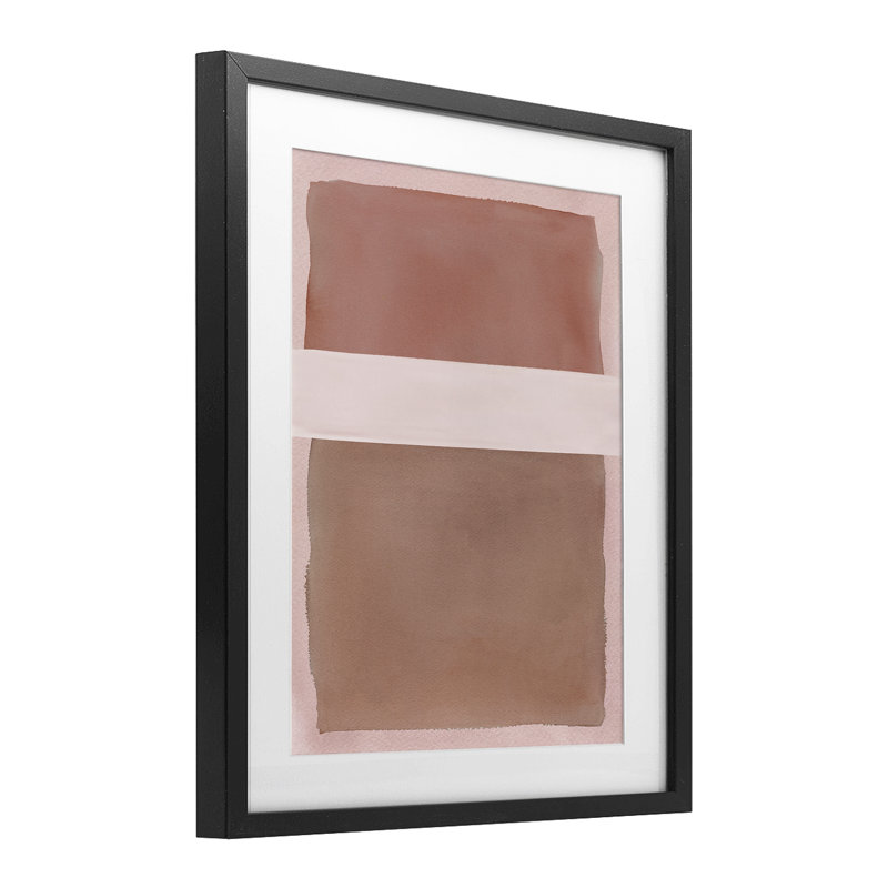 «Fun with Pink and Tan», impression sous verre encadrée, design par Nina Jacobs, H 16 po x l 13 po, Cadre noir minuit