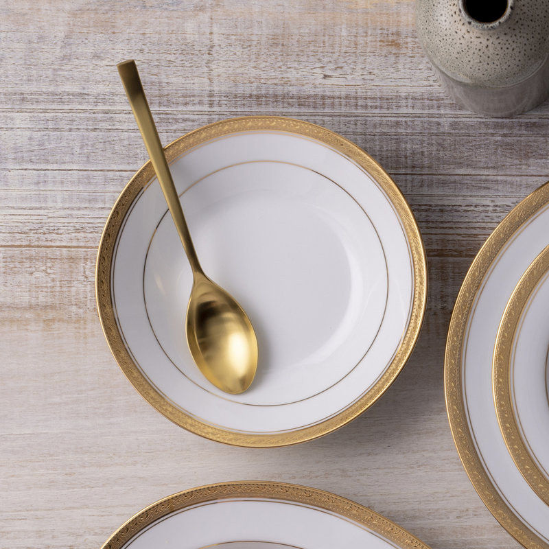 Service de table 12 pièces, service pour 4 Noritake Crestwood, Or