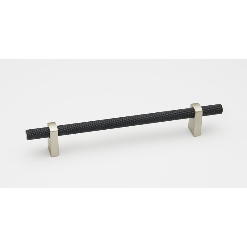 Vita Bella Knurled 6" Center to Center Bar Pull, Matte Nickel/Matte Black, 6"