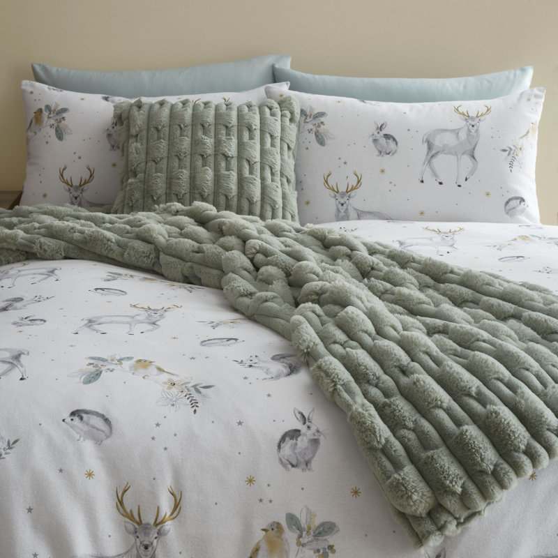 Carved Faux Fur Blanket Throw, Green