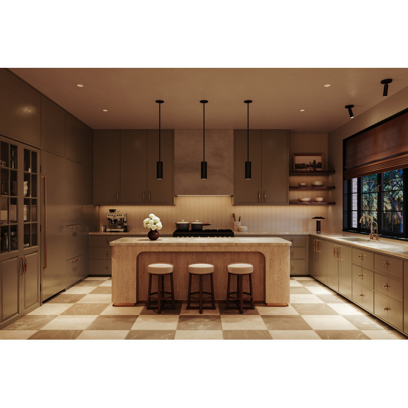 Luxe 1 - Light LED Pendant, 17 W, Satin Black, 56" H x 2.5" W x 2.5" D