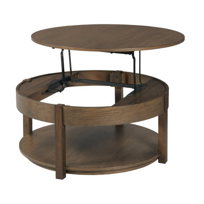 ROUND LIFT TOP COFFEE TABLE-DEEP BROWN