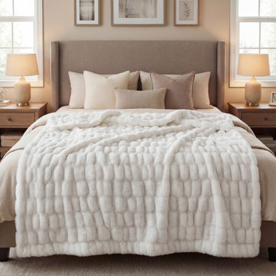 Jeté luxueux en fausse fourrure réversible en peluche réversible certifié Oeko-tex 50 po x 60 po