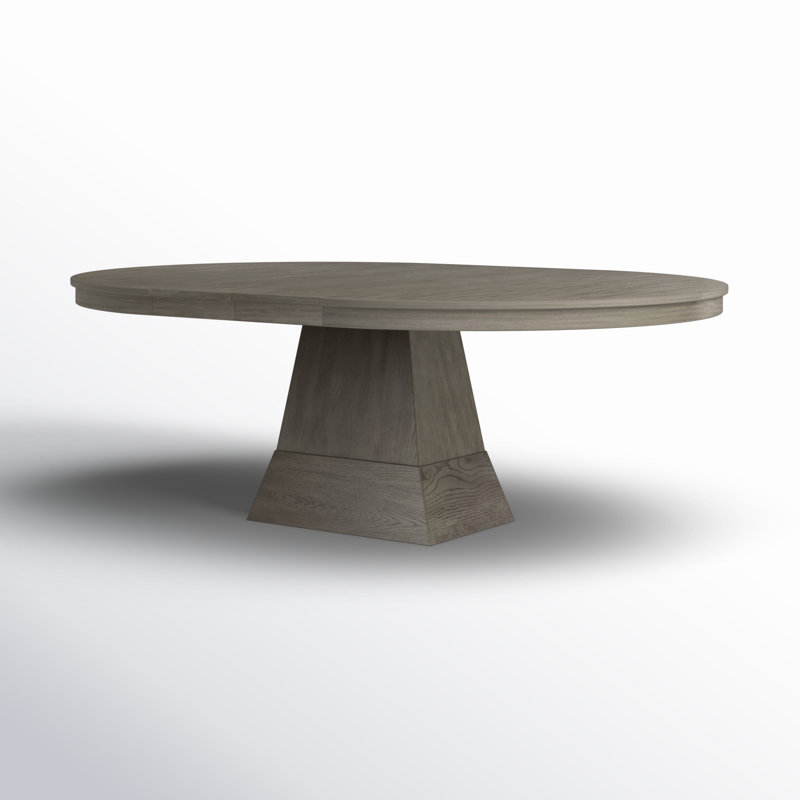 Gray Round Extendable Wood Dining Table for Six