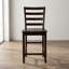 Ensemble de salle à manger carré en bois asiatique cappuccino 5 pièces avec chaises à dossier échelle et rallonge de rangement intégrée-1312553425-1312553428