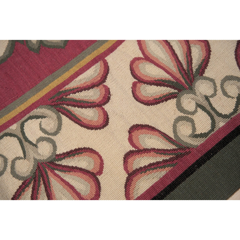 Tapis tissé à plat Vintage Rosuss de couleur framboise 9 pi 0 po x 12 pi 0 po Aubusson