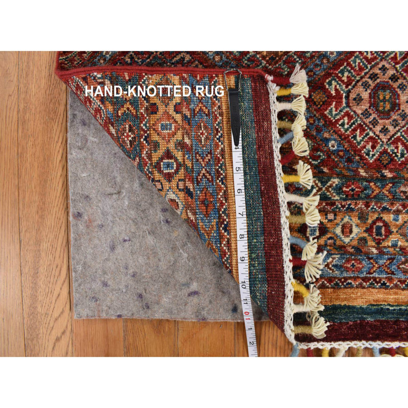 Tapis de couloir en laine noué à la main 2 pi 10 po x 7 pi 10 po Super Kazak Khorjin
