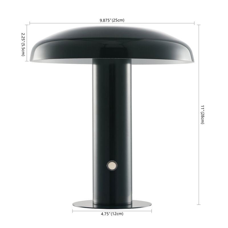 Writzer 11" Contemporary Bohemian Rechargeable/Cordless Dimmable Integrated LED Mushroom Table Lamp, Forest Green
