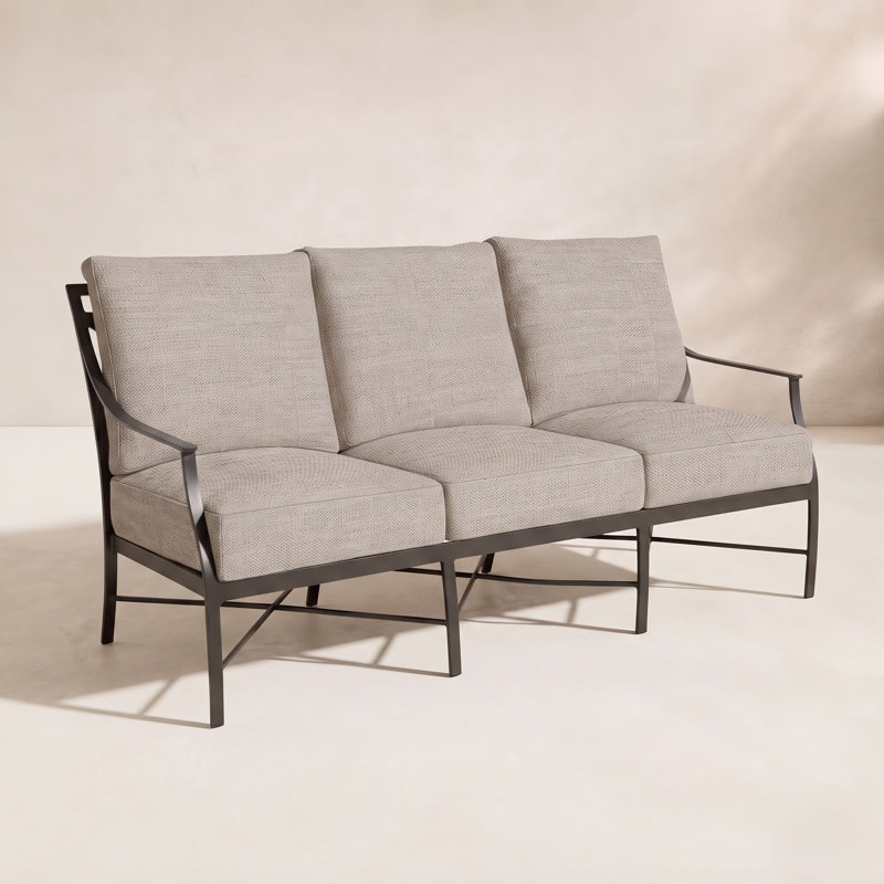 Monaco Aluminum Sofa - Slate Gray, Dove Sunbrella® Linen, Slate Gray, Welt