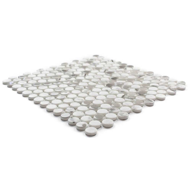 Eterna Penny 12"x12" Recycled Glass Mosaic Tile, Alaia