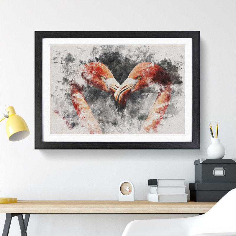Pink Flamingo Vol.3 - Picture Frame Graphic Art, Black Framed, 65cm H x 90cm W x 2cm D
