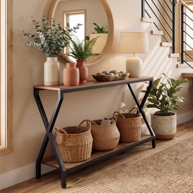 Console étroite, table d'appoint pour canapé, 105,4 cm x 30 cm x 74,4 cm, brun rustique