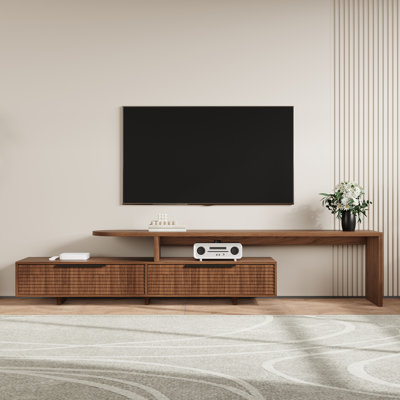 Extendable Wood TV Stand Adjustable Extendable TV Stand with Storage Drawers Modern Television Console Media Console for Living Room