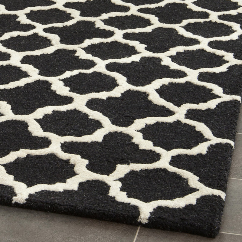 SantaMonica Geometric Wool Hand Woven Area Rug, Rectangle 61 x 91 cm