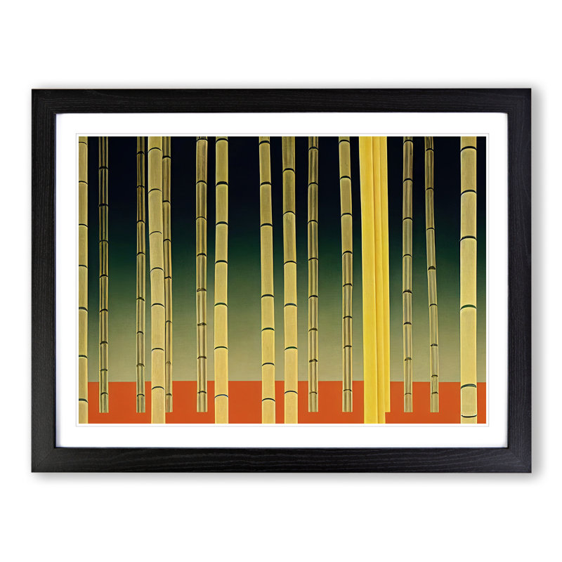Overwhelming Abstract Bamboo Forest - Single Picture Frame Print, Black, 46cm H x 64cm W x 2cm D