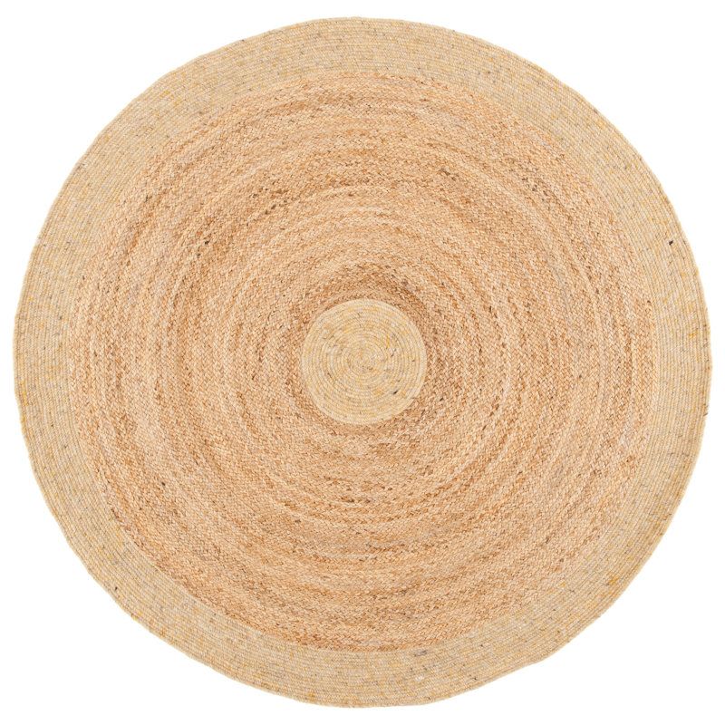 Marcum Hand Woven Jute/Wool/Cotton Rug in Gold/Natural, Round 4'