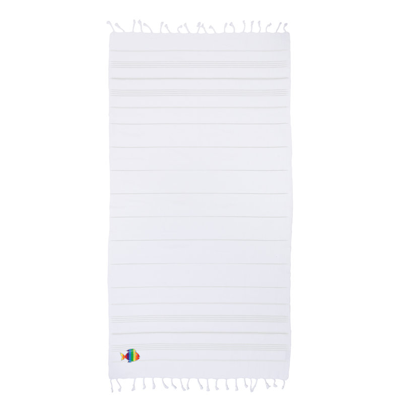Summer Fun Turkish Cotton Beach Towel, White