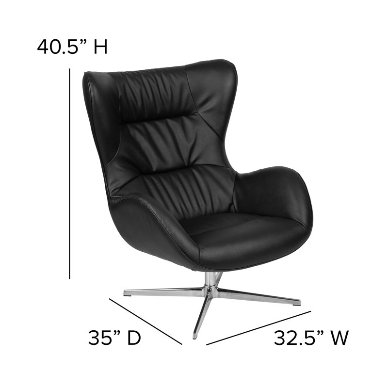 Chaise de réception l 32,5 po Paloma avec structure en métal, Noir