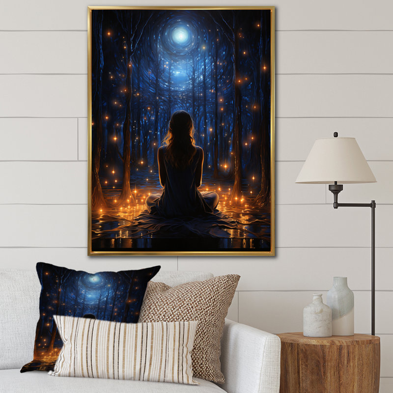 " Yoga And The Cosmos II ", 20" H x 12" W x 1" D, Gold