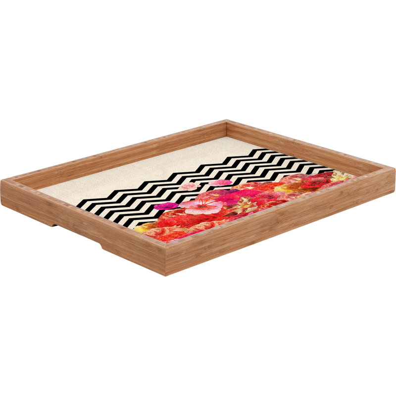 Table basse/repose-pieds en bambou floral 2, H 1,75 po x l 18 po x P 14 po
