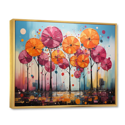 Palmiers orange et roses abstraits IV - impression