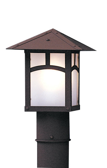 Evergreen 1 - Light Lantern Head, Classic arch, Rustic Brown, Frosted