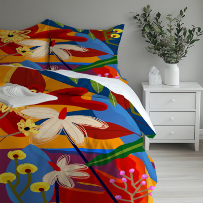Red Floral Comforter Set