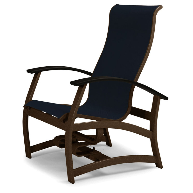 Belle Isle Outdoor Lounge Chair, Textured Kona, Black P70, Navy 13D Sunbrella®