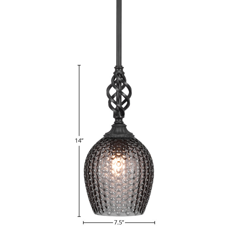 Mini-luminaire suspendu suspendu Elegté avec finition en verre noir mat 7,5 po