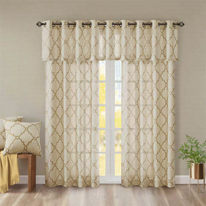 Cantonnière à œillets Frrier, Beige doré