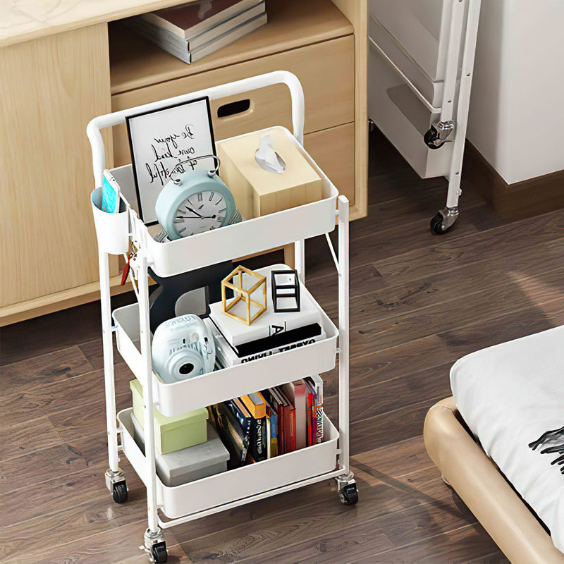 35.2'' H x 17.3'' W Utility Cart with Wheels, White