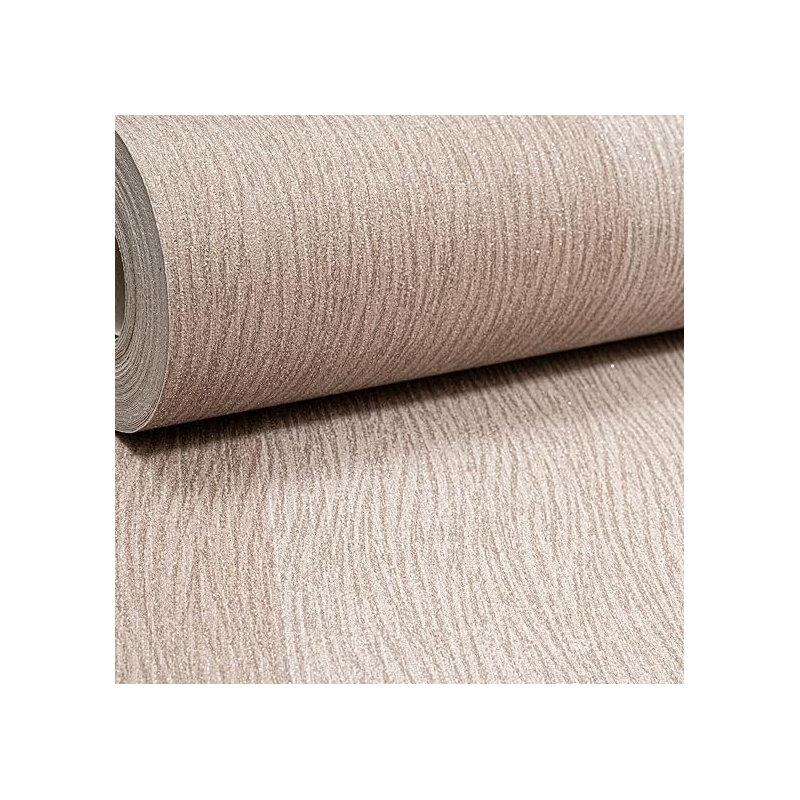 SOPHIE LAURENCE Wallpaper 10.5m x 53cm taupe Brown Stripe Glitter Shimmer Metallic Roll
