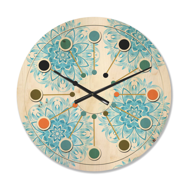Horloge murale circulaire en bois Mid-Century, Petit