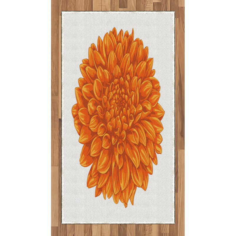 Orange High Density Long Fiber Poly Threads Decorative Area Rug Carpet, Rectangle 2'7" x 5'
