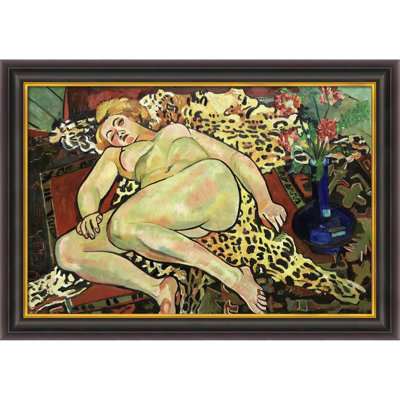 Catherine nue allongée sur une peau de panthère par Suzanne Valadon avec cadre opulent