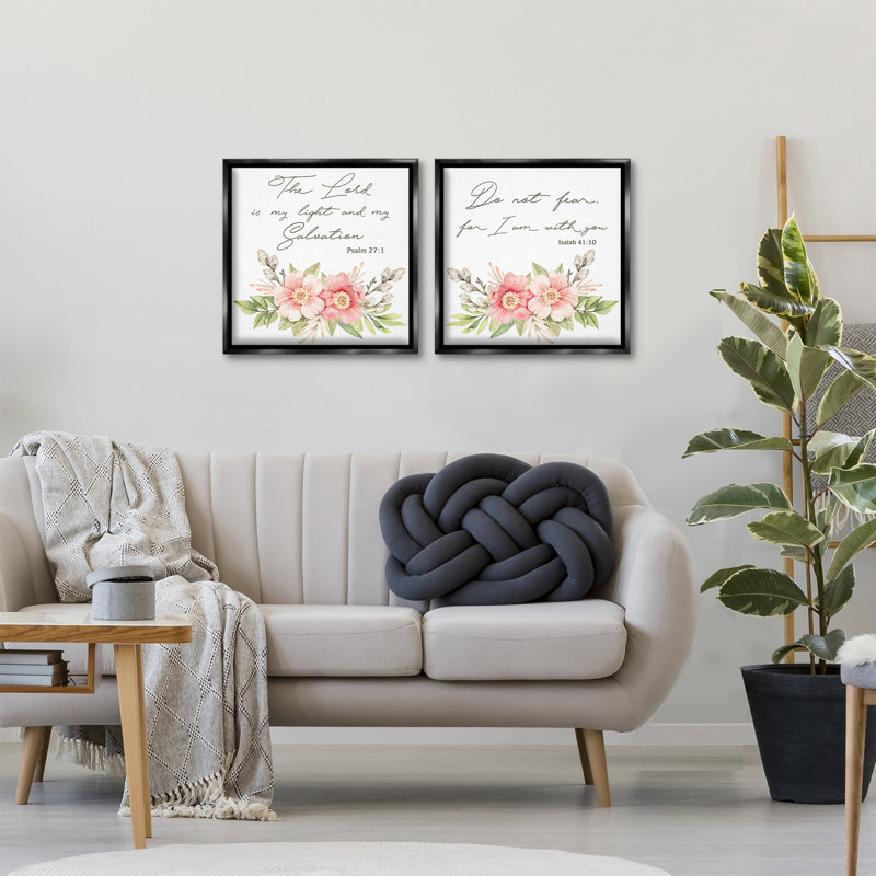 Ensemble de 2 toiles flottantes Uplifting Faith Proverbs with Blooms, design par Marcus Prime, H 18 po x l 18 po