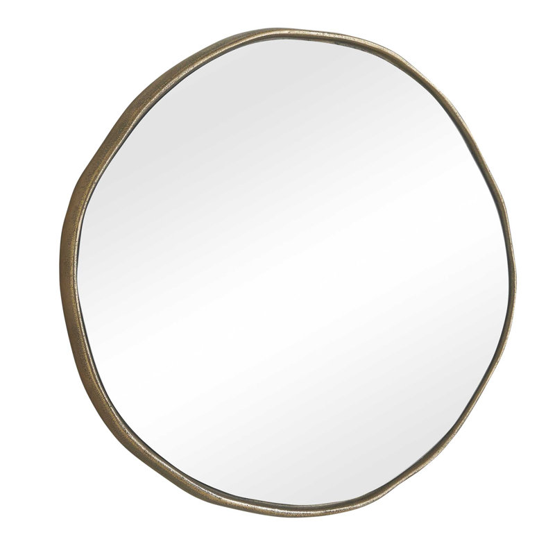  Lowen Round Brass Mirror, Antique Brass