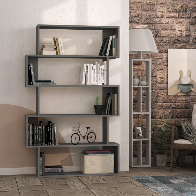 Chappel Asymmetric Freestanding Bookcase | Modern Design & Ample Storage, Anthracite