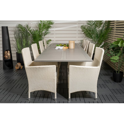 Jayesh 8 - Person Teak Patio Dining Set with Extendable Rectangular Table