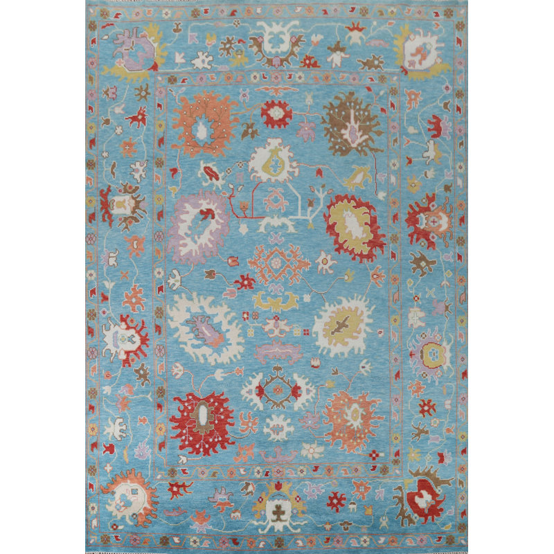 Tapis bleu All-Over Oushak 9 x 12