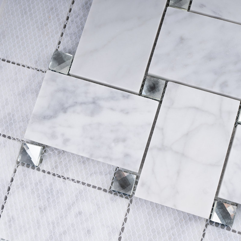 White Carrara Series 2" x 4" Marble Mosaic Wall Tile