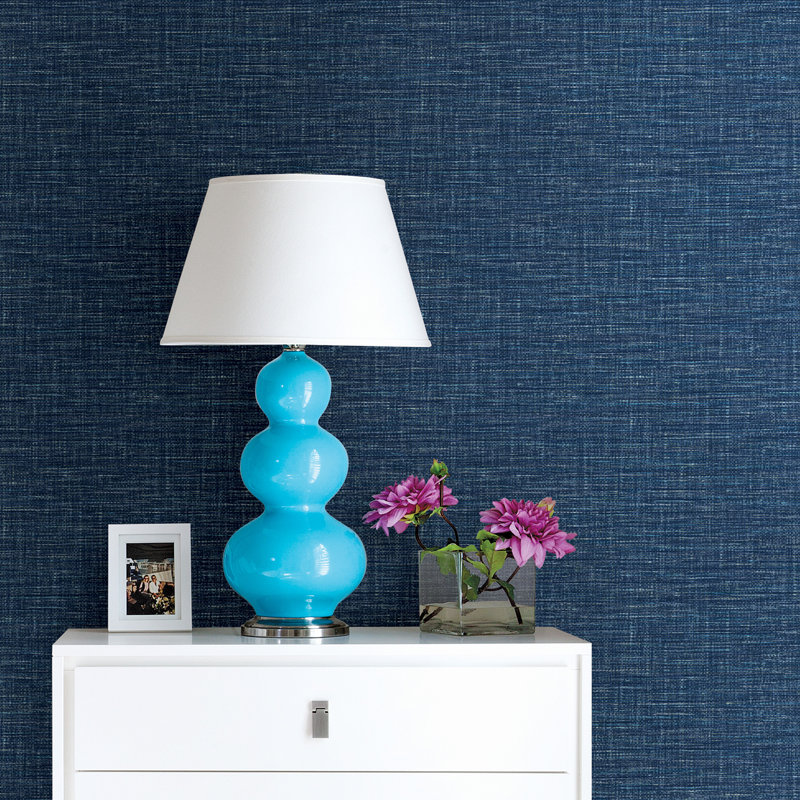 Kamala Exhale Faux Grasscloth 10.06m x 52cm Wallpaper Roll, Denim